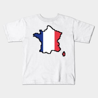 8-Bits France Map Flag Pixel Art Kids T-Shirt